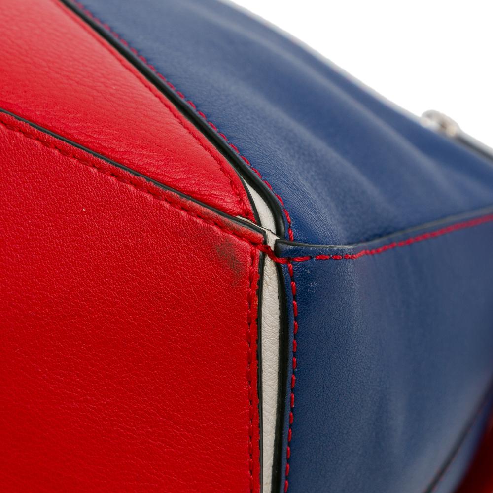Loewe B LOEWE Red with Blue Calf Leather Small Bicolor skin Puzzle Satchel Spain