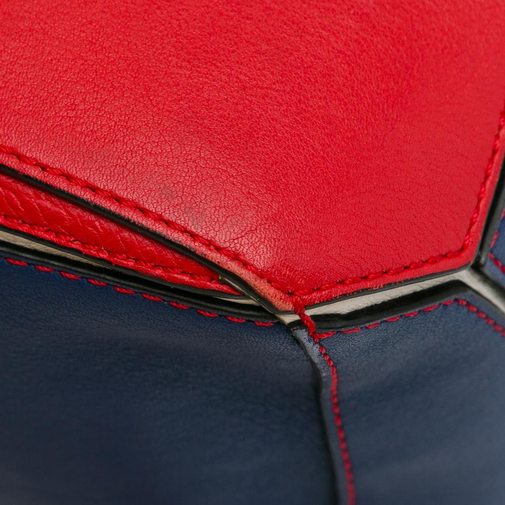 Loewe B LOEWE Red with Blue Calf Leather Small Bicolor skin Puzzle Satchel Spain