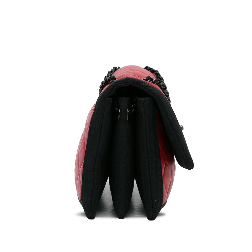 Chanel B Chanel Red Lambskin Leather Leather CC Grossgrain trim Lambskin Flap Shoulder Bag Italy