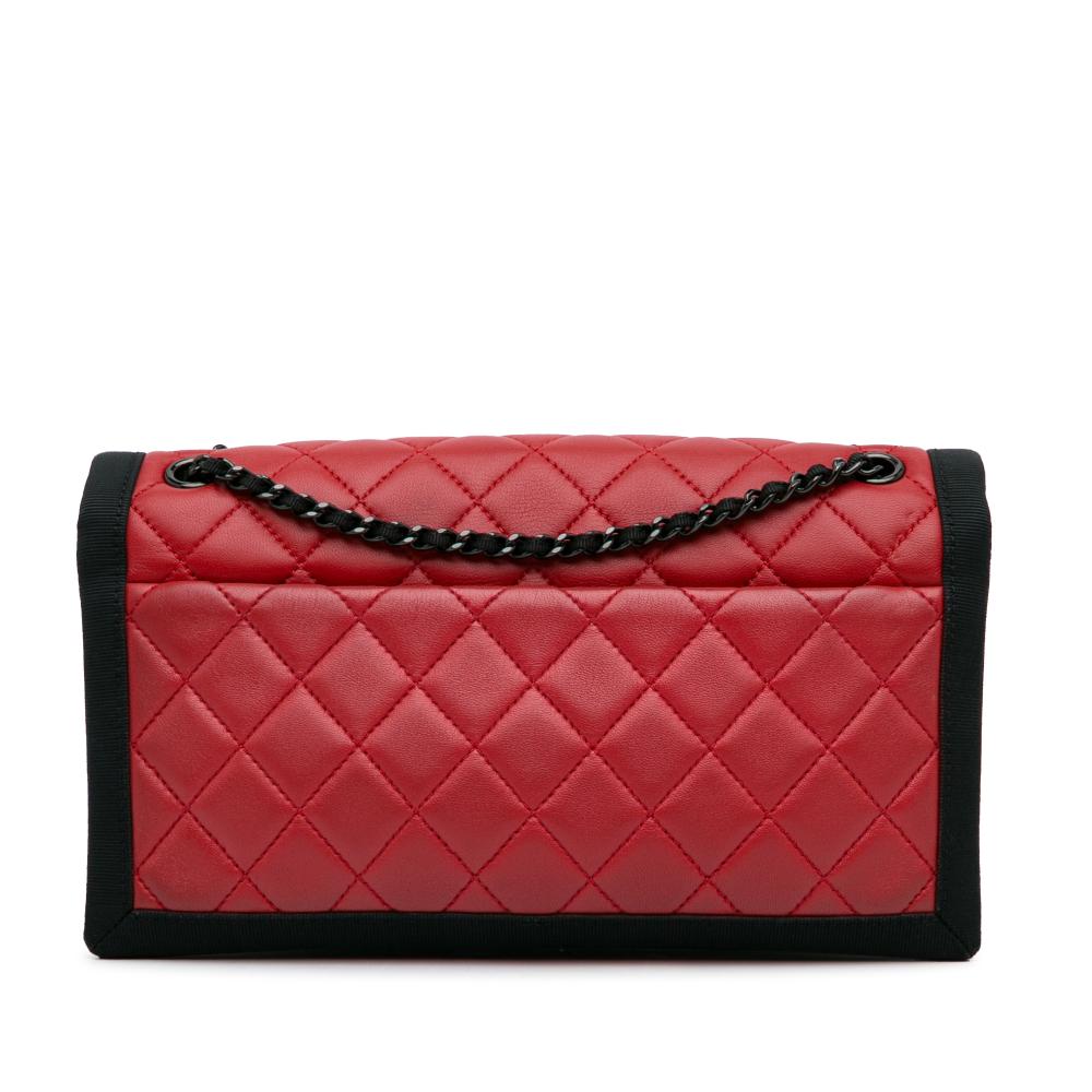 Chanel B Chanel Red Lambskin Leather Leather CC Grossgrain trim Lambskin Flap Shoulder Bag Italy