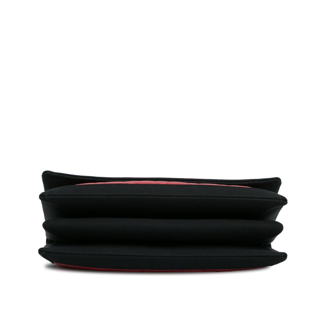 Chanel B Chanel Red Lambskin Leather Leather CC Grossgrain trim Lambskin Flap Shoulder Bag Italy