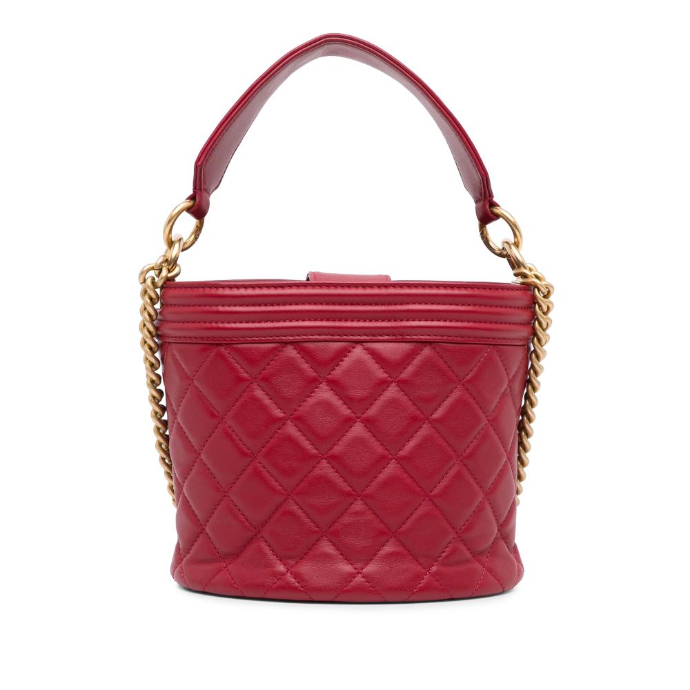 Chanel B Chanel Red Calf Leather skin Boy Bucket Bag France