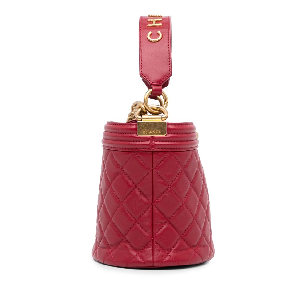 Chanel B Chanel Red Calf Leather skin Boy Bucket Bag France