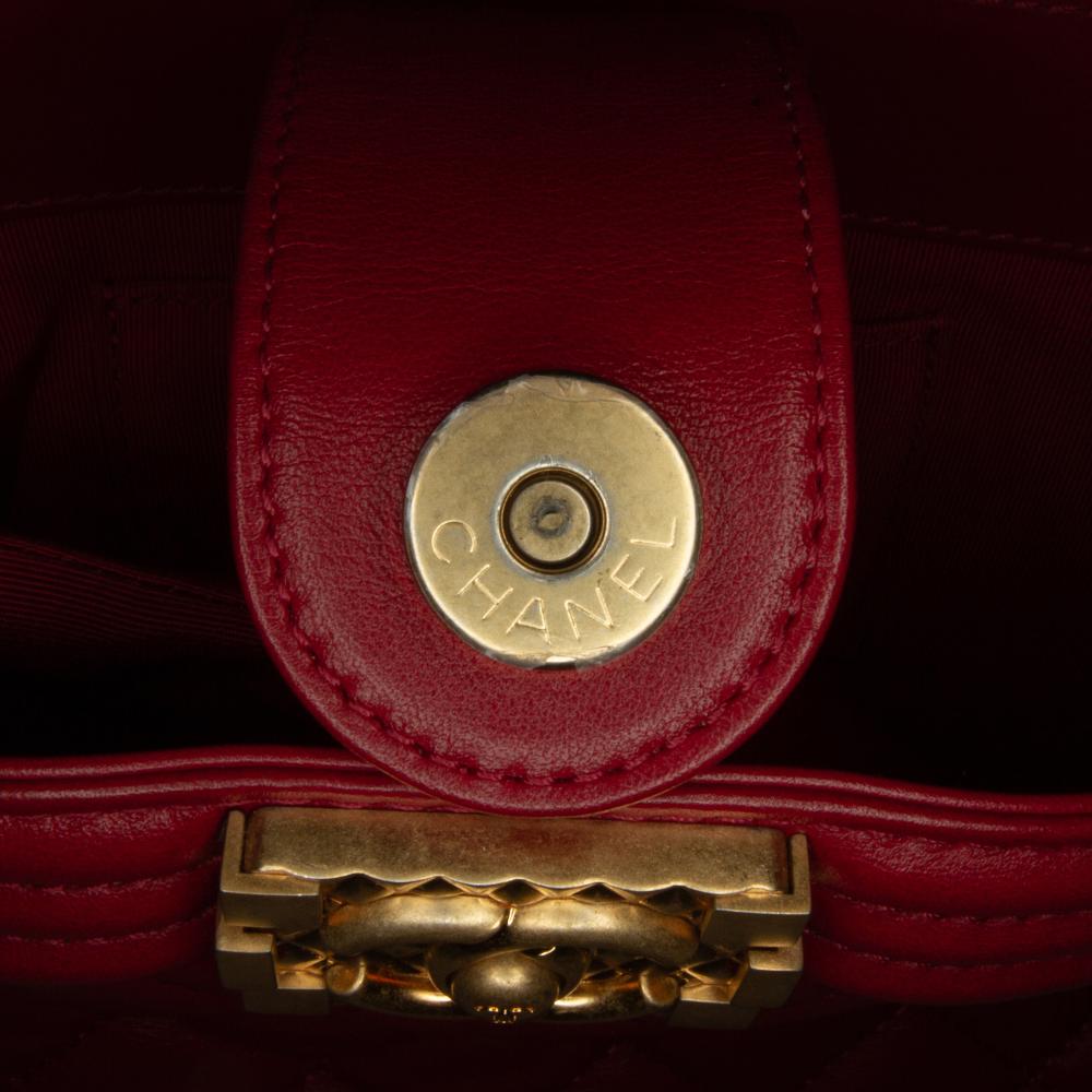 Chanel B Chanel Red Calf Leather skin Boy Bucket Bag France