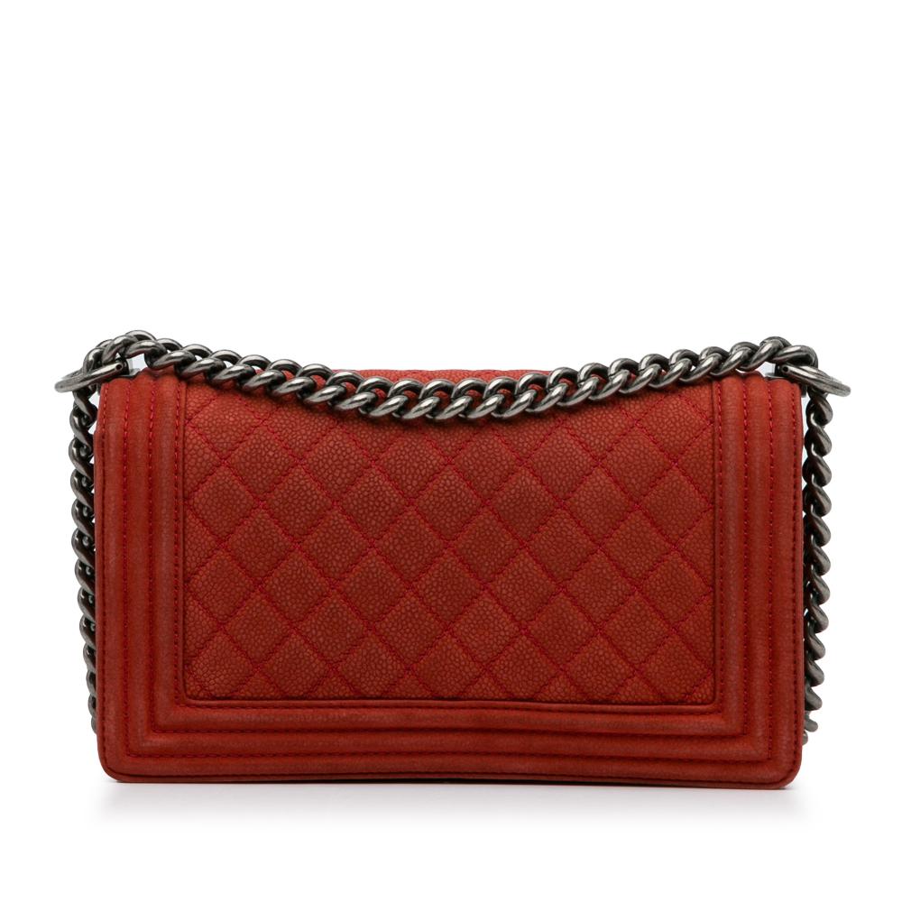 Chanel B Chanel Red Caviar Leather Leather Old Medium Quilted Caviar Boy Flap Italy