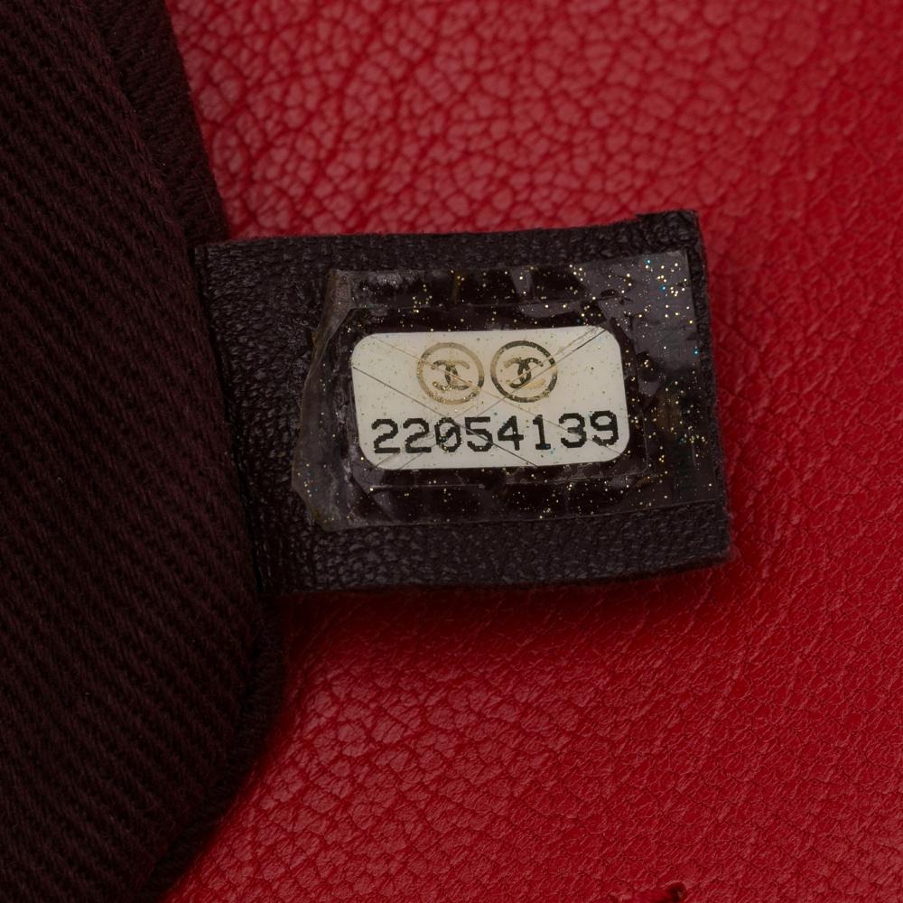 Chanel B Chanel Red Goatskin Leather Small Quilted Double Carry Waist Chain Flap Italy