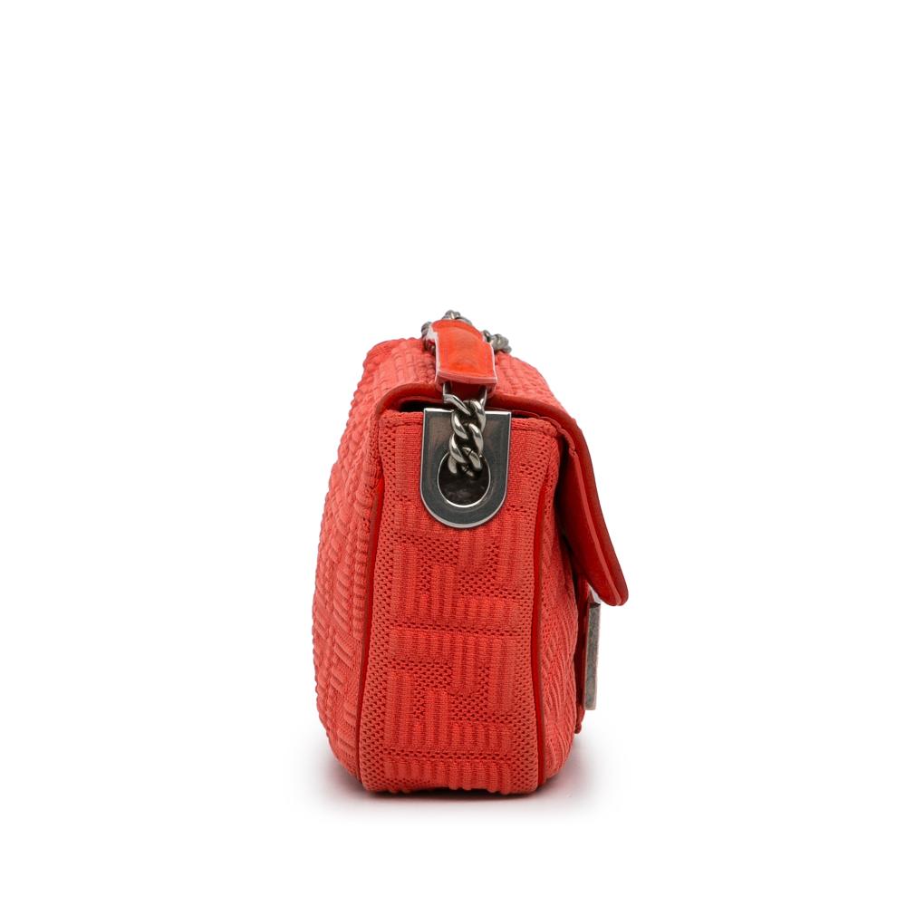 Fendi B Fendi Red Nylon Fabric Midi Chain Baguette Italy