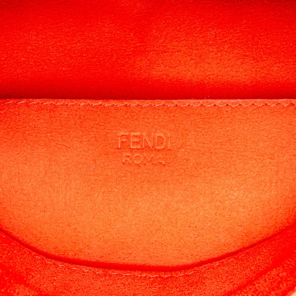 Fendi B Fendi Red Nylon Fabric Midi Chain Baguette Italy