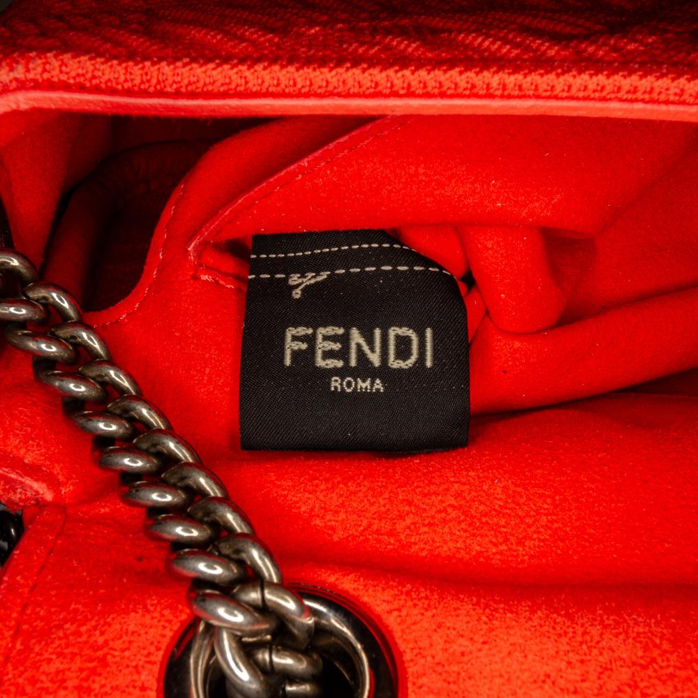 Fendi B Fendi Red Nylon Fabric Midi Chain Baguette Italy