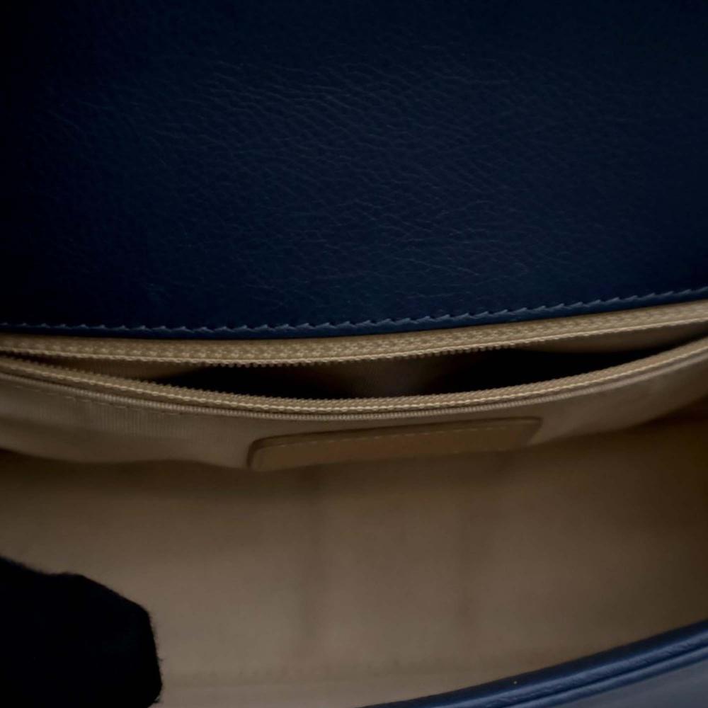 Chanel B Chanel Blue Calf Leather Small Quilted Grained skin Label Click Flap Italy