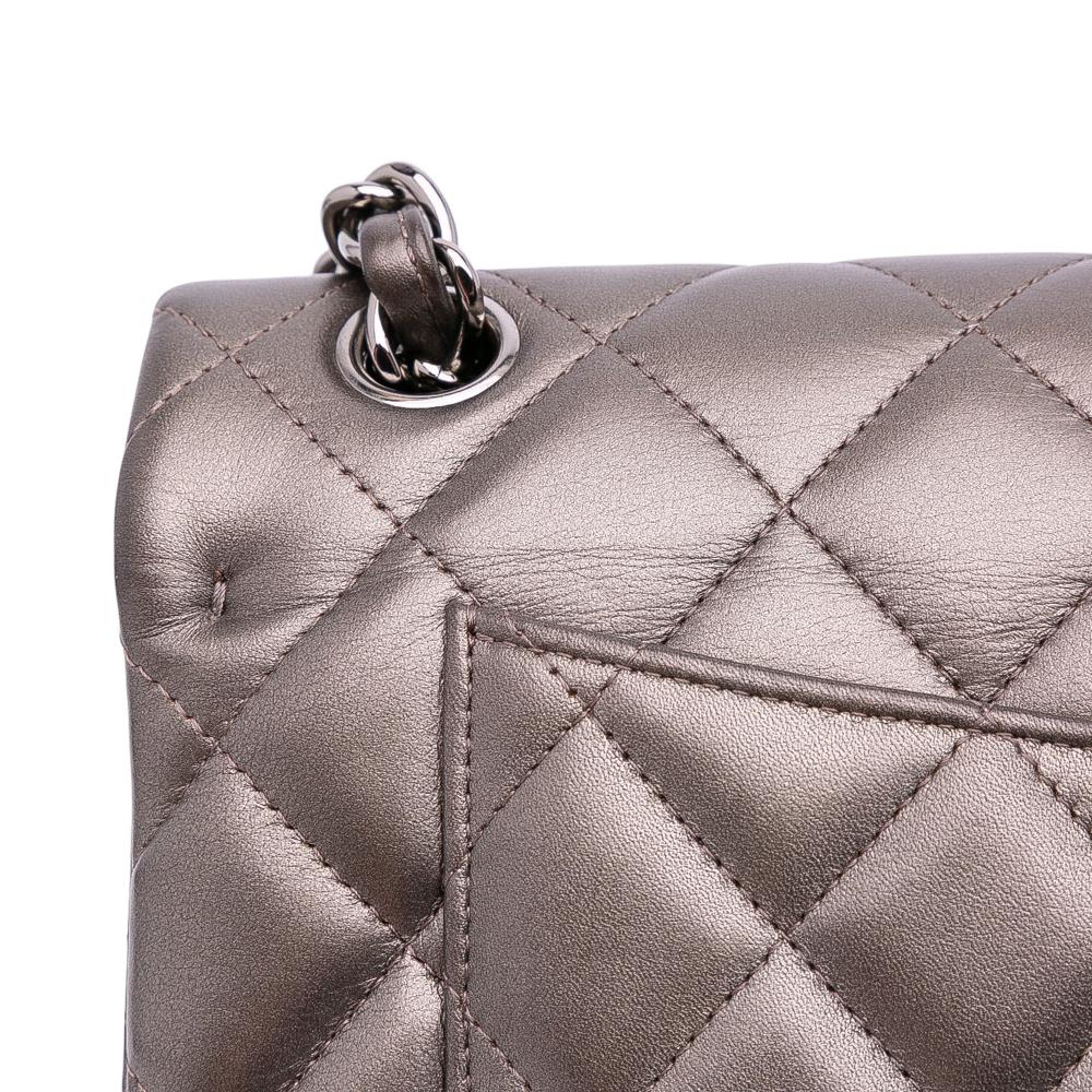 Chanel B Chanel Gray Dark Gray Lambskin Leather Leather Jumbo Classic Lambskin Double Flap France