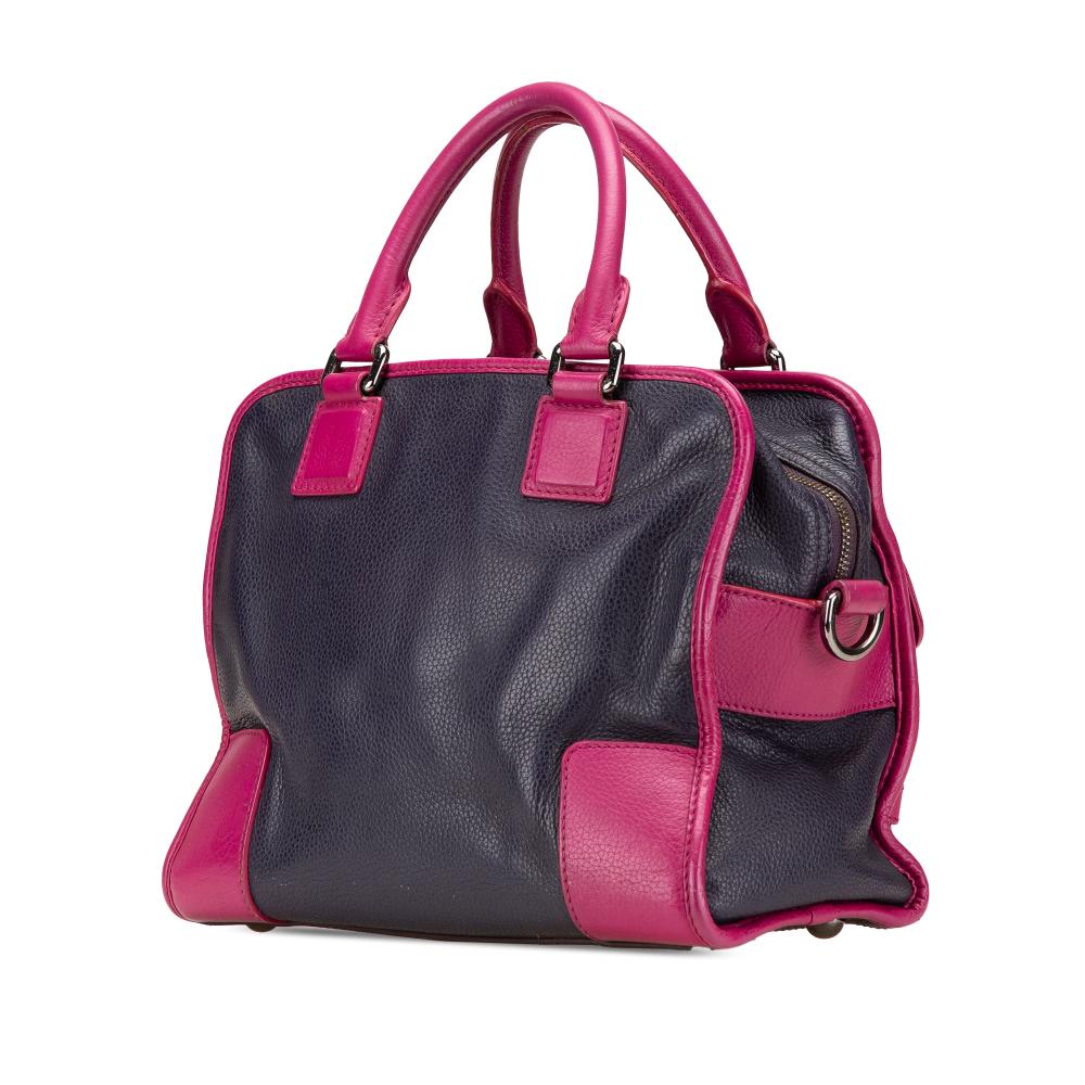 Loewe B LOEWE Blue Navy with Pink Calf Leather Grained Bicolor skin Cruz Satchel Spain
