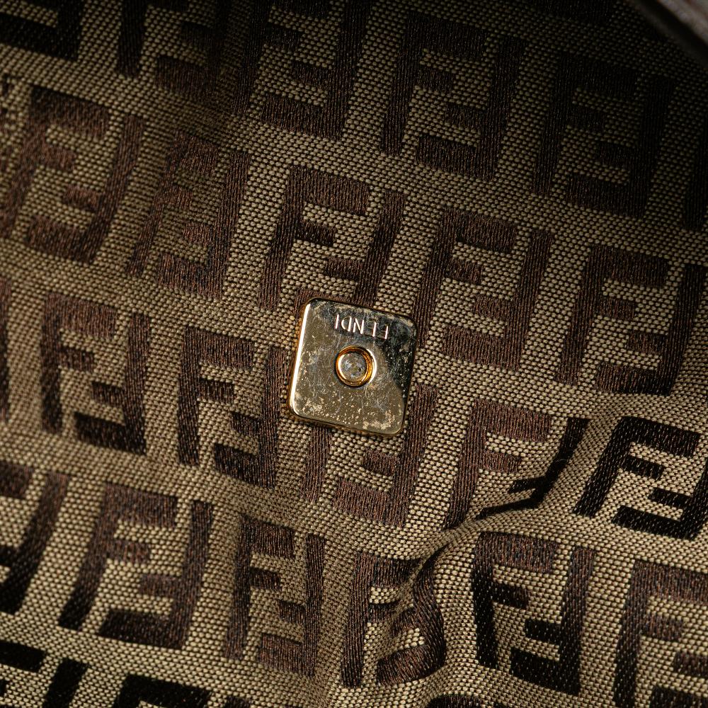 Fendi B Fendi Brown Light Brown Canvas Fabric Zucchino Crossbody Italy