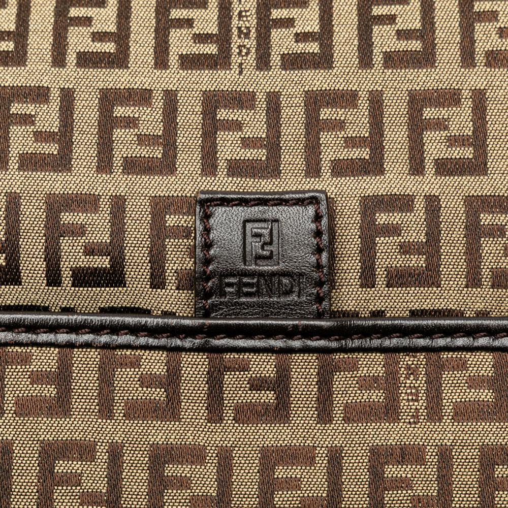 Fendi B Fendi Brown Light Brown Canvas Fabric Zucchino Crossbody Italy
