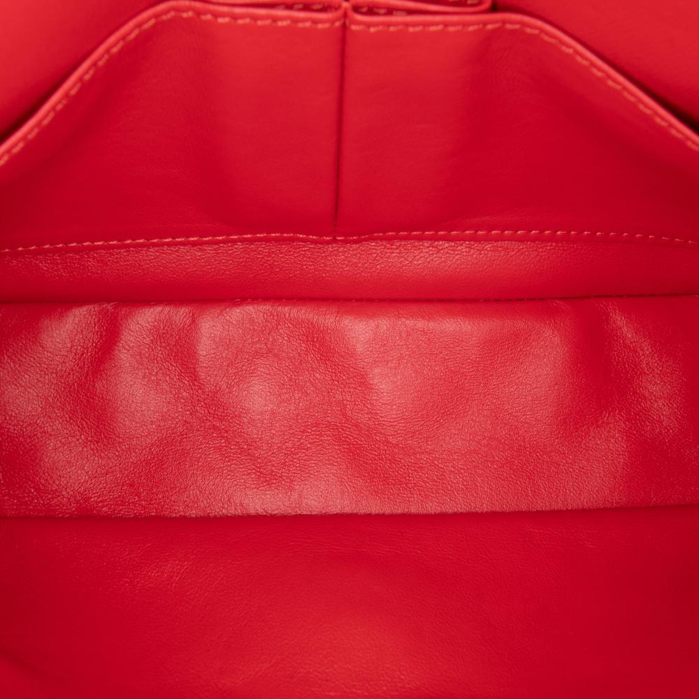 Chanel B Chanel Red Lambskin Leather Leather Medium Classic Bicolor Lambskin Double Flap France