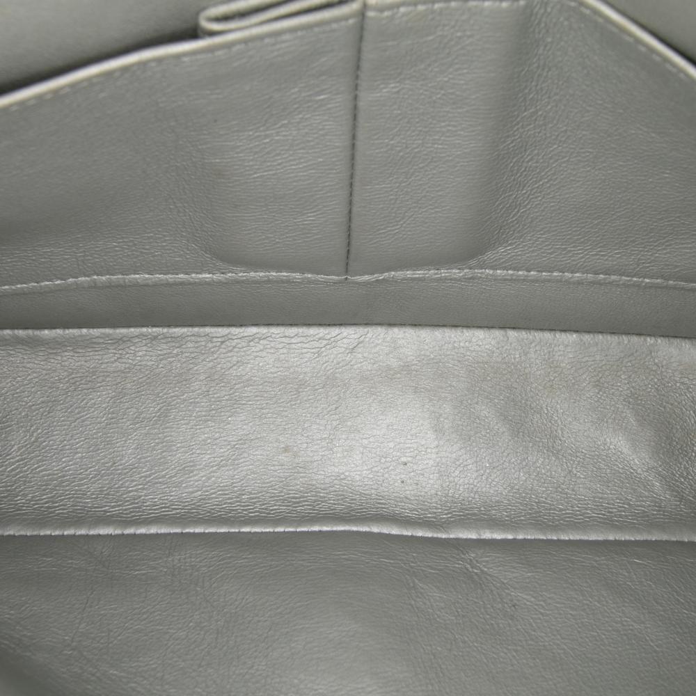 Chanel B Chanel Silver Calf Leather Medium Classic Iridescent skin Double Flap France