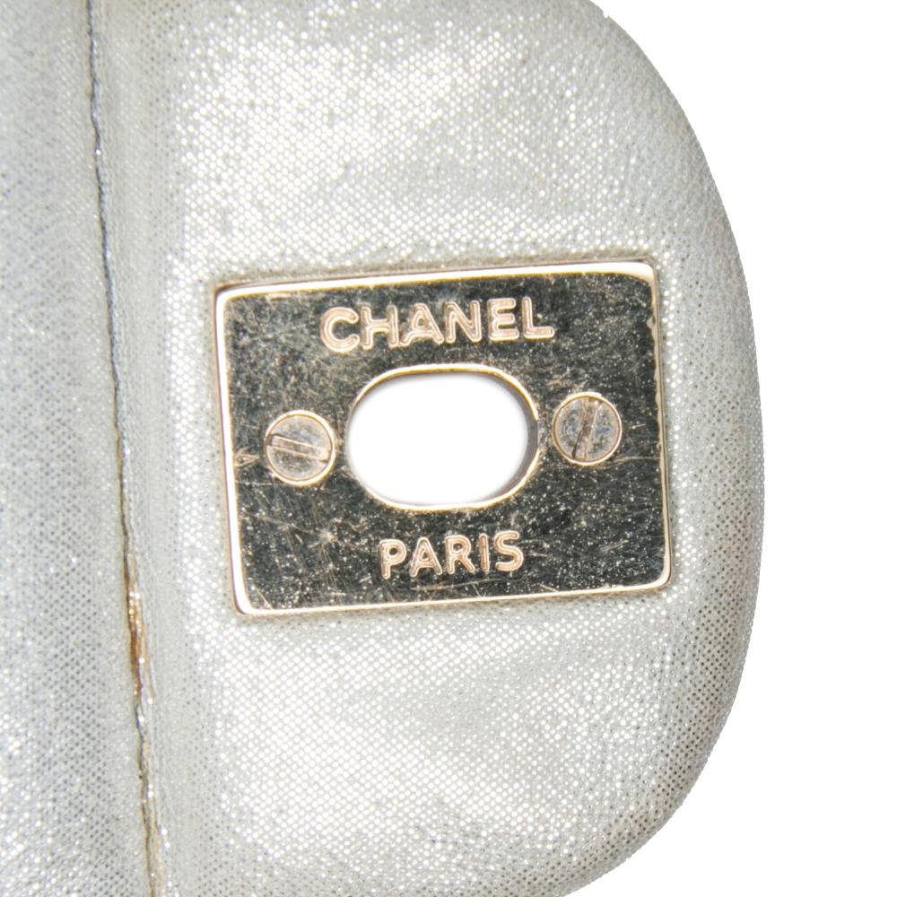Chanel B Chanel Silver Calf Leather Medium Classic Iridescent skin Double Flap France