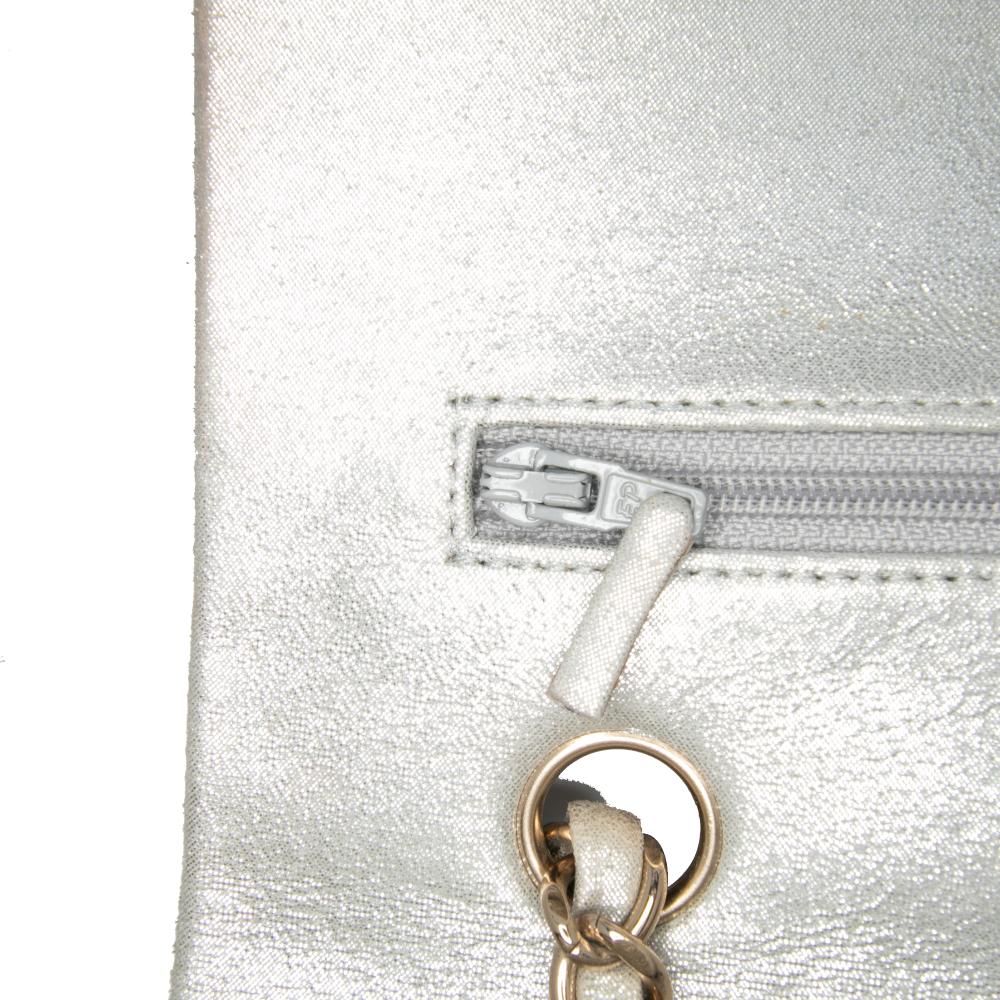 Chanel B Chanel Silver Calf Leather Medium Classic Iridescent skin Double Flap France
