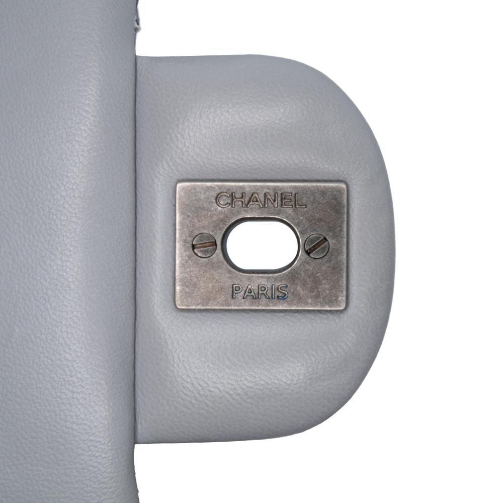 Chanel AB Chanel Gray Tweed Fabric Mini Quilted River of Pearls Flap France