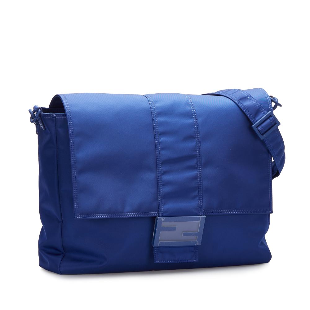Fendi B Fendi Blue Nylon Fabric FF Lock Crossbody Italy