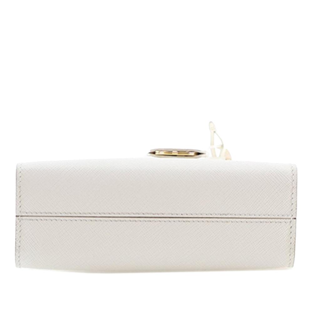 Prada AB Prada White Saffiano Leather Mini Lux Tote Italy
