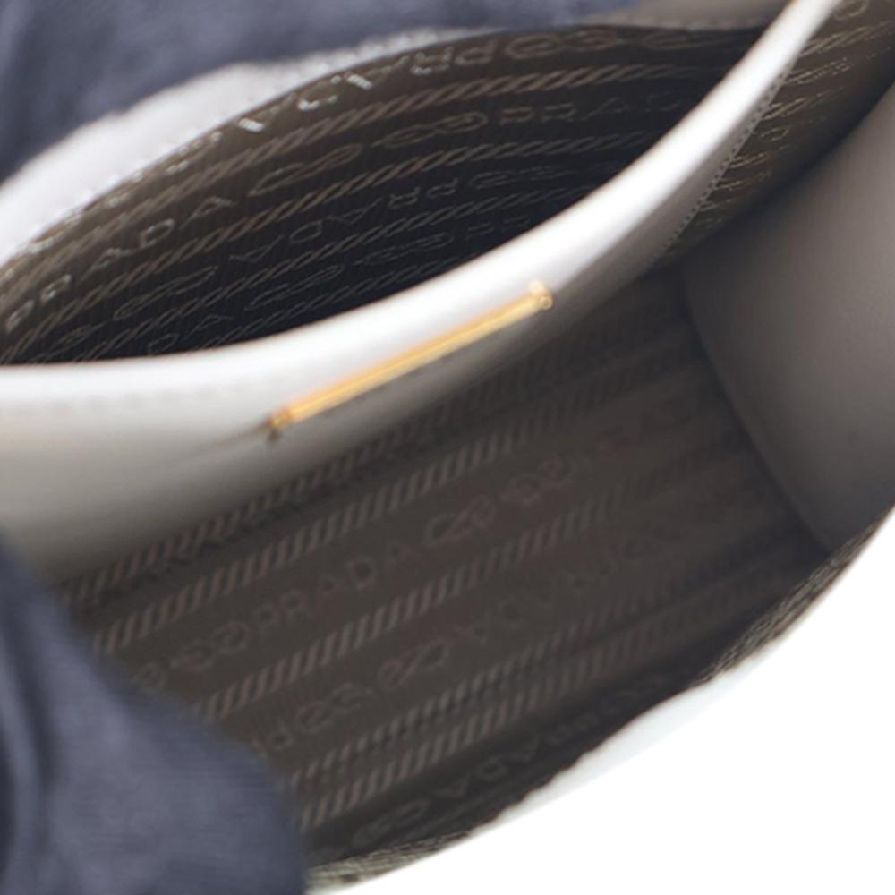 Prada AB Prada White Saffiano Leather Mini Lux Tote Italy