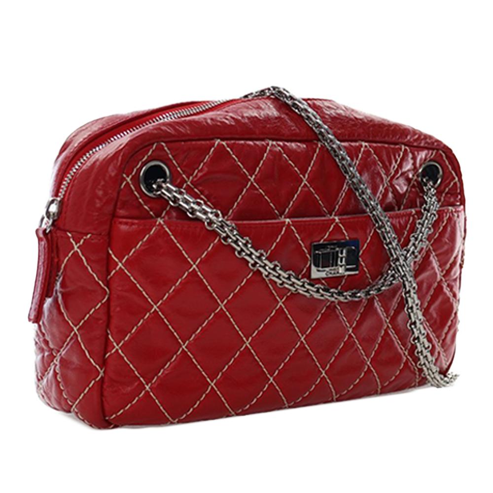 Chanel AB Chanel Red Calf Leather Medium Quilted Aged skin Reissue Camera Bag Italy