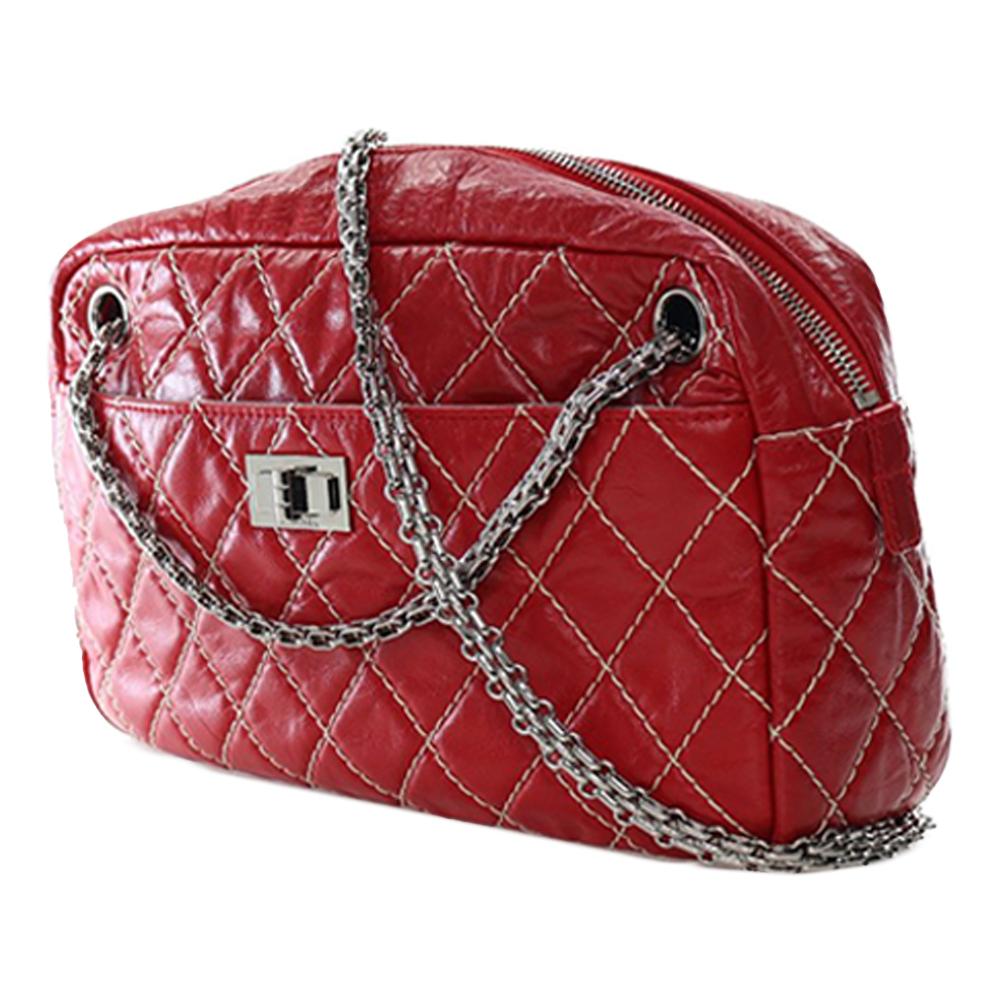 Chanel AB Chanel Red Calf Leather Medium Quilted Aged skin Reissue Camera Bag Italy
