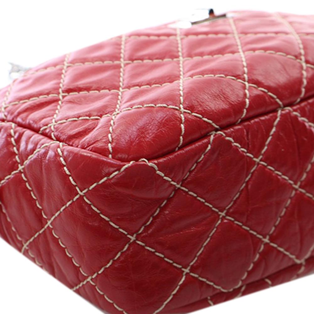 Chanel AB Chanel Red Calf Leather Medium Quilted Aged skin Reissue Camera Bag Italy