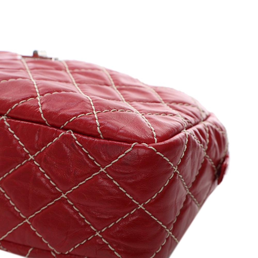 Chanel AB Chanel Red Calf Leather Medium Quilted Aged skin Reissue Camera Bag Italy