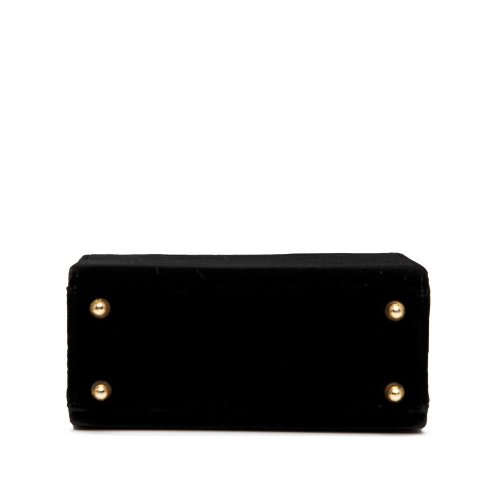 Fendi B Fendi Black Velvet Fabric Push Lock Box Satchel Italy