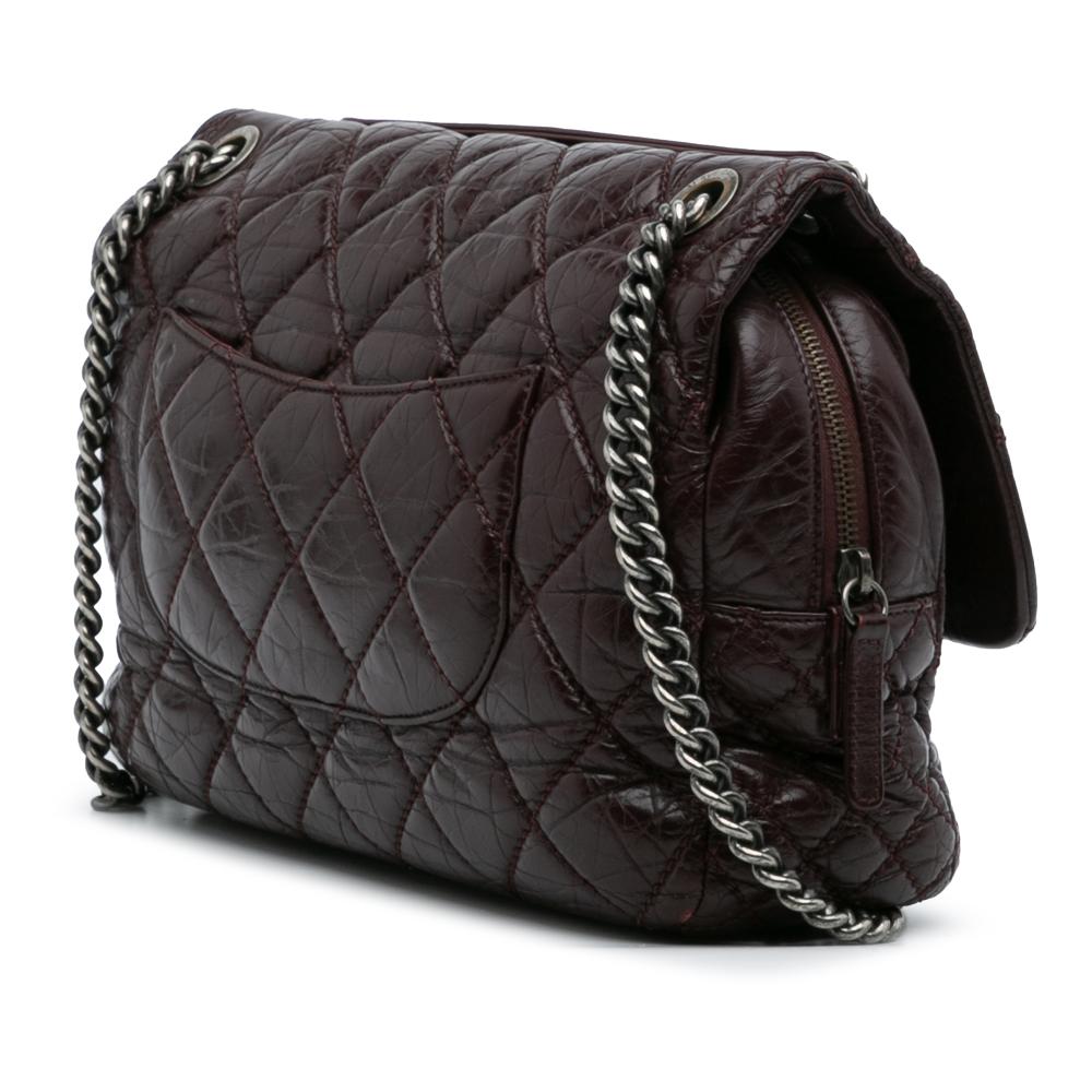 Chanel B Chanel Red Burgundy Calf Leather Jumbo Quilted Aged skin New Portobello Flap Italy