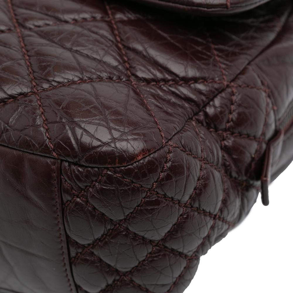 Chanel B Chanel Red Burgundy Calf Leather Jumbo Quilted Aged skin New Portobello Flap Italy