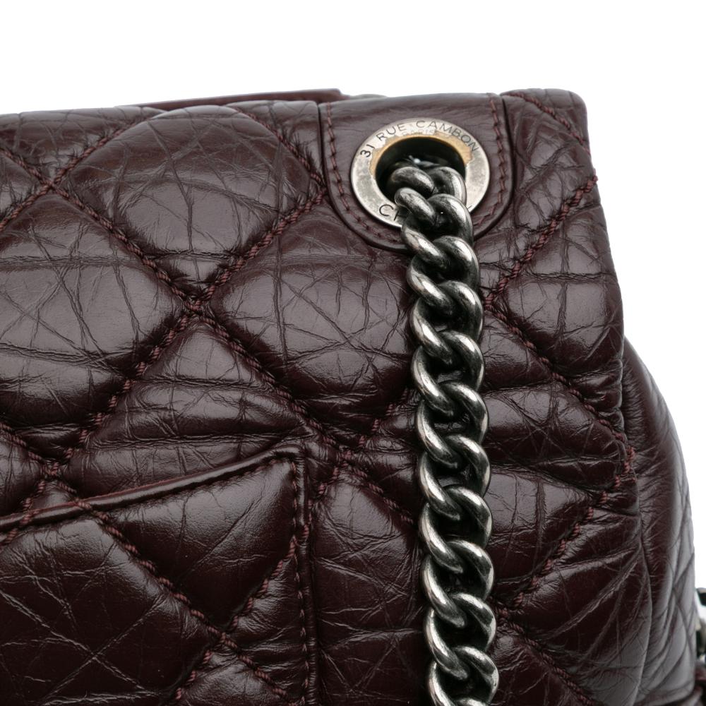 Chanel B Chanel Red Burgundy Calf Leather Jumbo Quilted Aged skin New Portobello Flap Italy