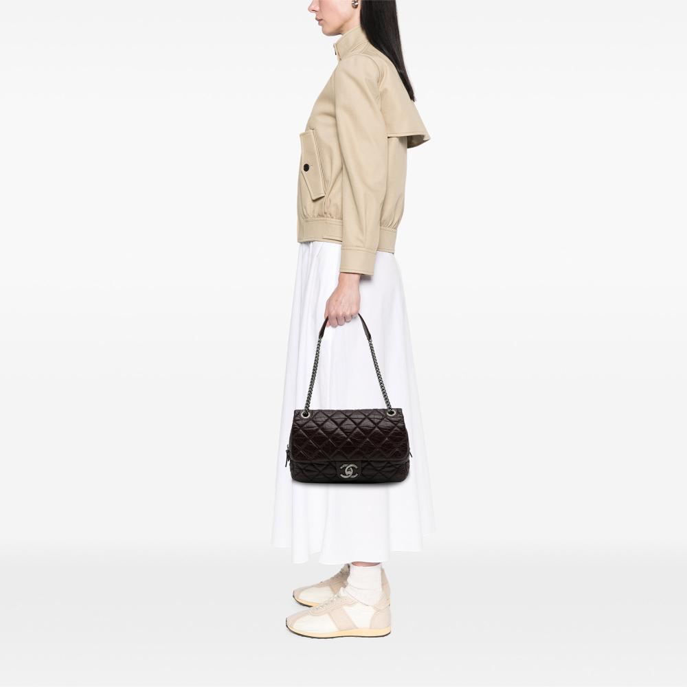 Chanel B Chanel Red Burgundy Calf Leather Jumbo Quilted Aged skin New Portobello Flap Italy