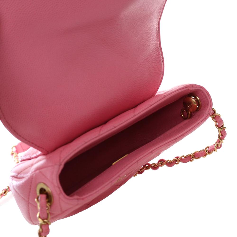 Chanel AB Chanel Pink Caviar Leather Leather Mini Quilted Caviar CC Messenger Flap Italy