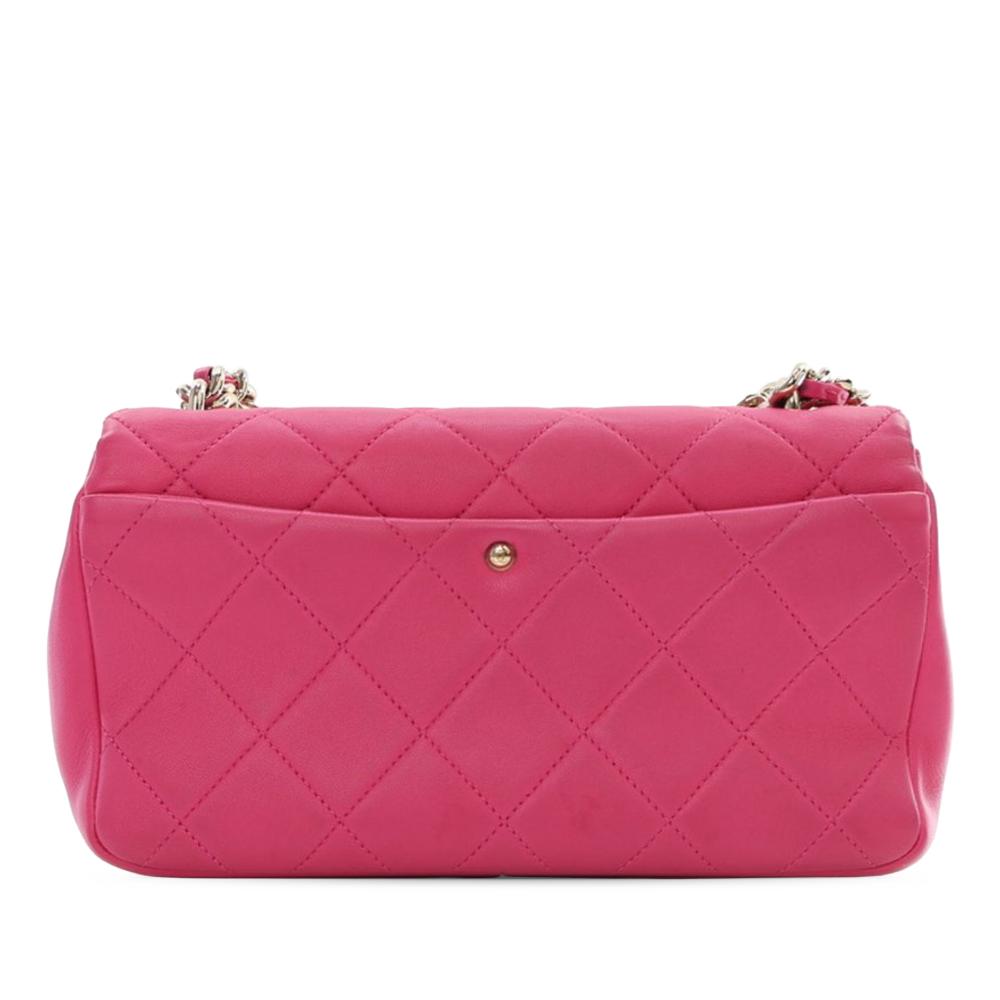 Chanel AB Chanel Pink Dark Pink Lambskin Leather Leather Small Lambskin Elegant Chain Single Flap Italy