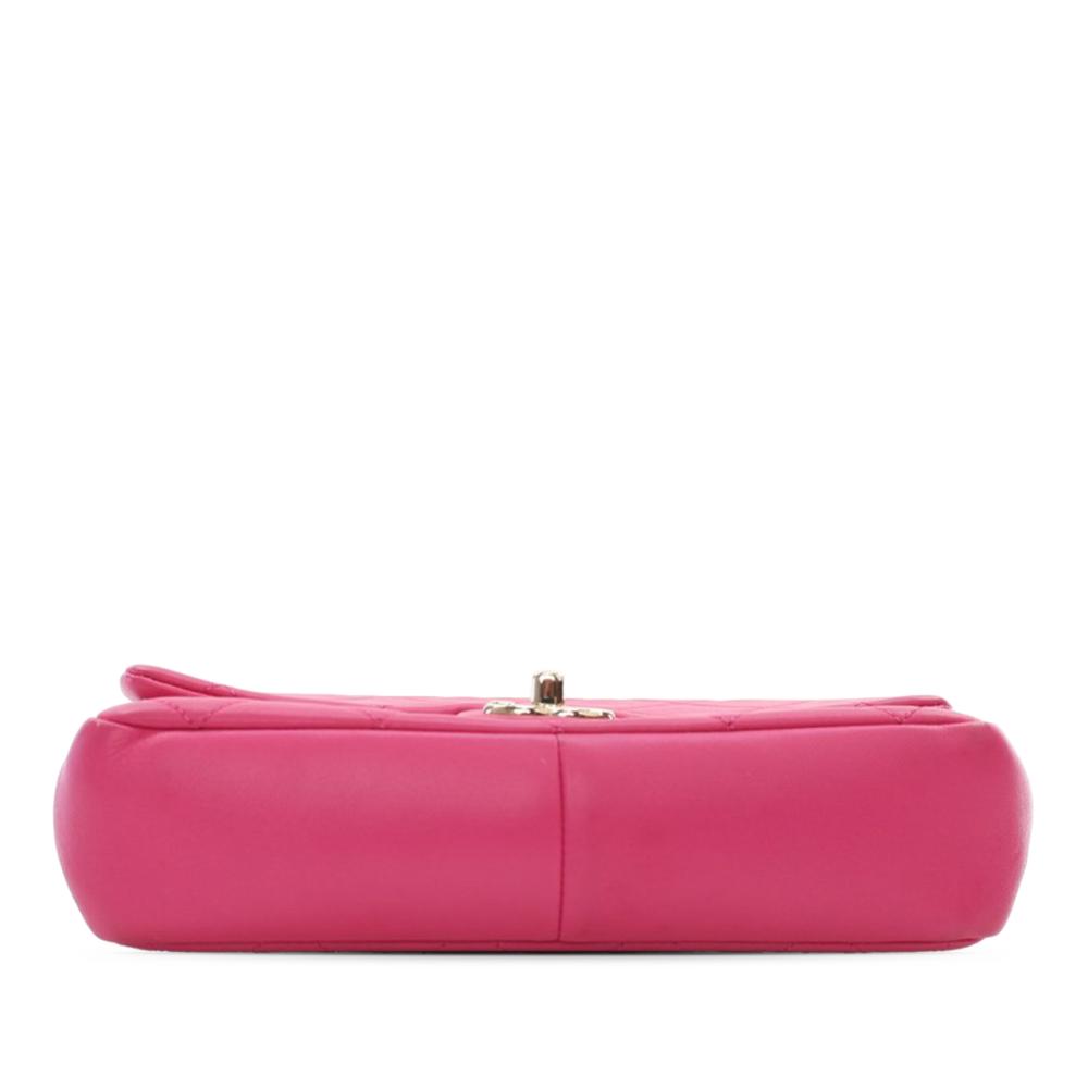 Chanel AB Chanel Pink Dark Pink Lambskin Leather Leather Small Lambskin Elegant Chain Single Flap Italy