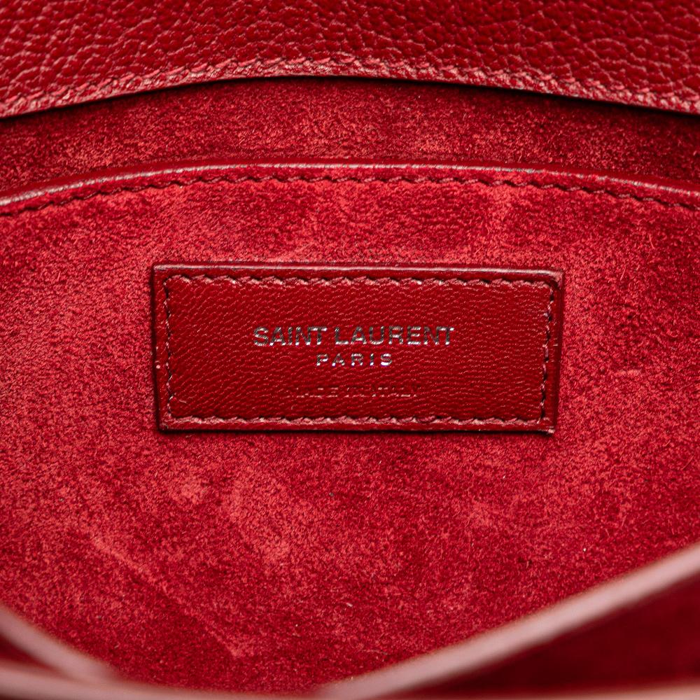 Saint Laurent B Saint Laurent Red Calf Leather Medium Grained skin Monogram Sunset Crossbody Italy