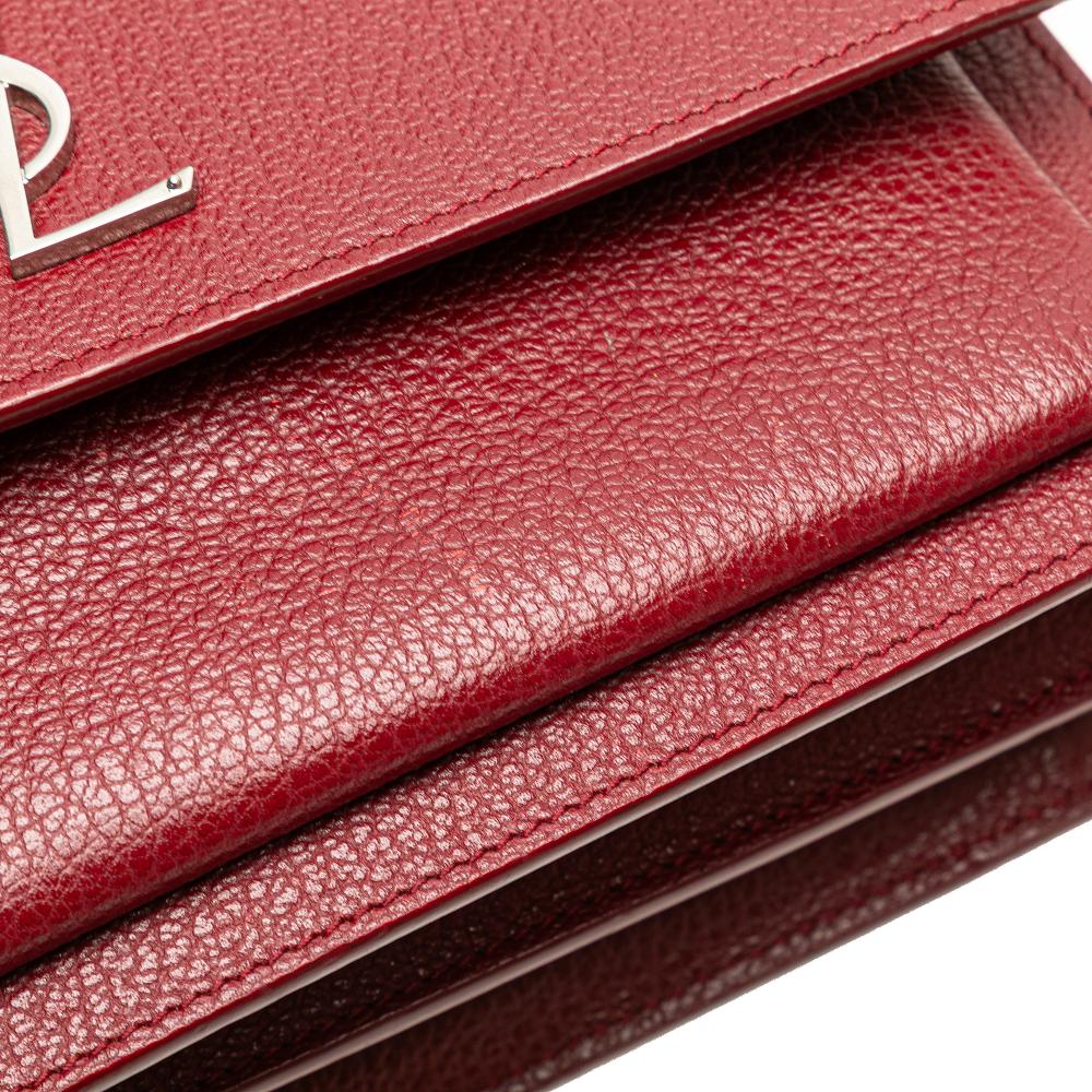 Saint Laurent B Saint Laurent Red Calf Leather Medium Grained skin Monogram Sunset Crossbody Italy