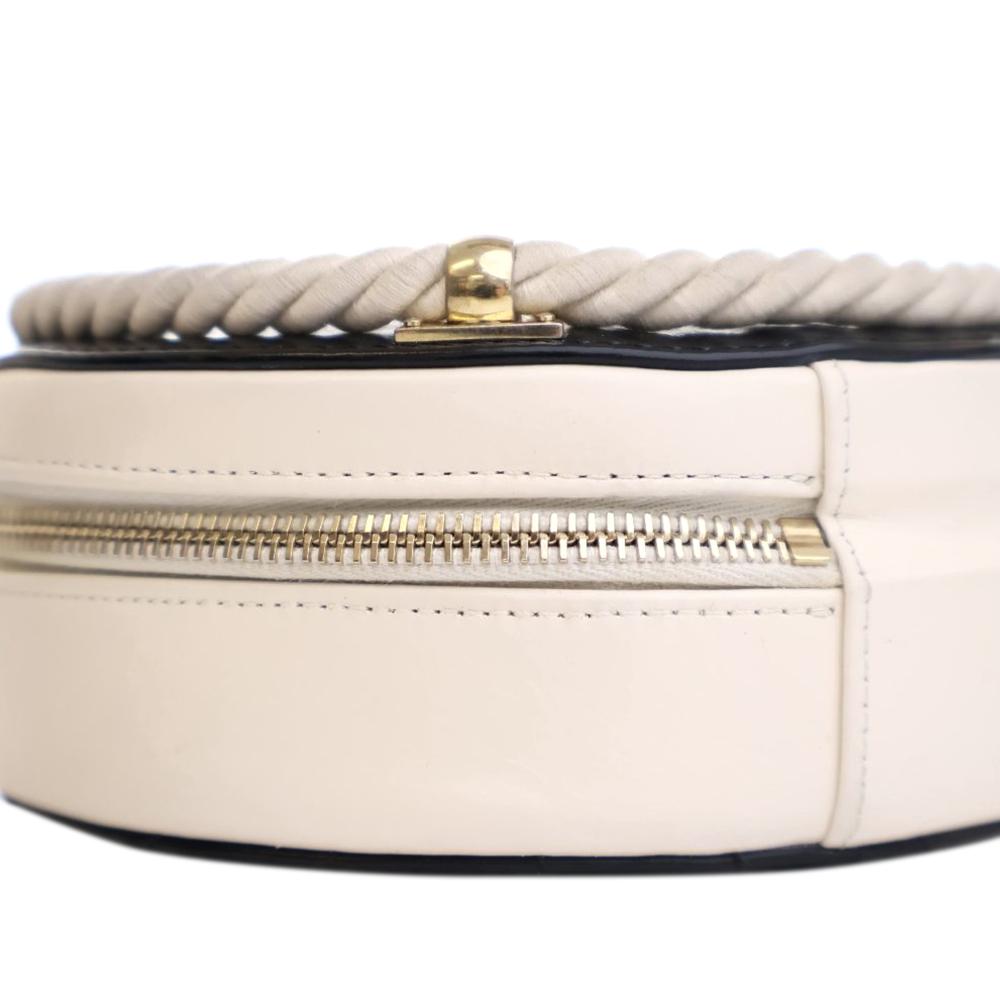 Chanel AB Chanel Black with White Ivory Calf Leather Crumpled skin En Vogue Round Bag France