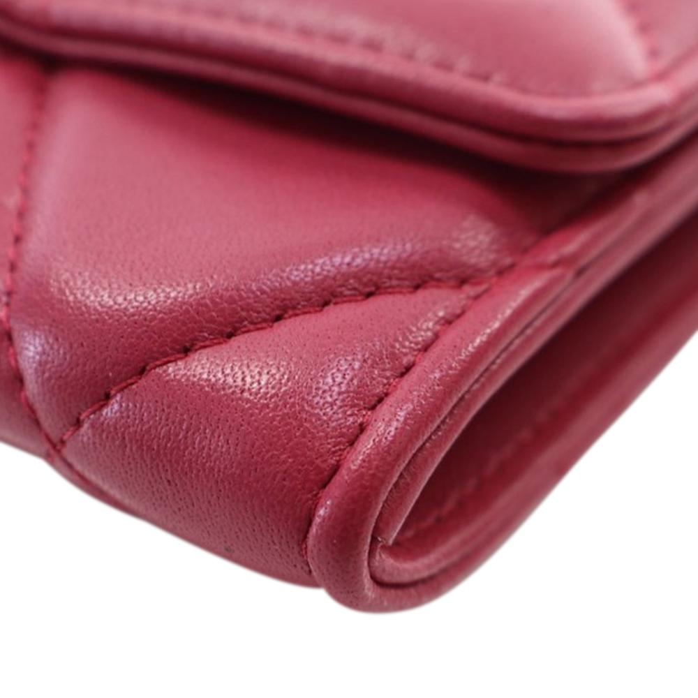 Chanel A Chanel Red Lambskin Leather Leather Quilted Lambskin Chanel 19 Card Holder On Chain France