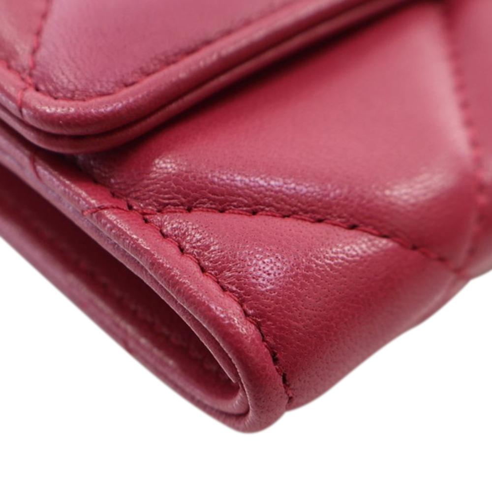 Chanel A Chanel Red Lambskin Leather Leather Quilted Lambskin Chanel 19 Card Holder On Chain France