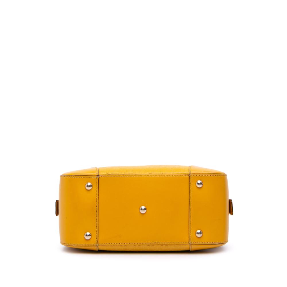 Gucci B Gucci Yellow Mustard Calf Leather Diamante Bright Satchel Italy