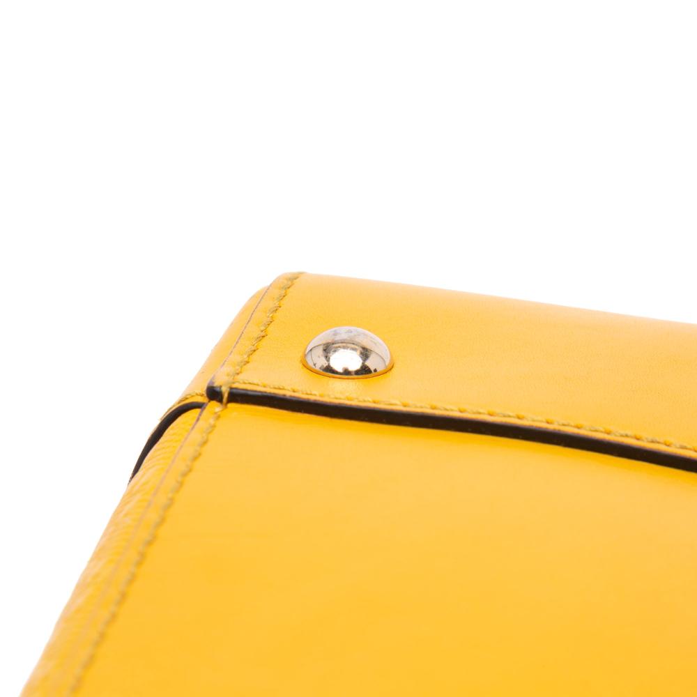 Gucci B Gucci Yellow Mustard Calf Leather Diamante Bright Satchel Italy