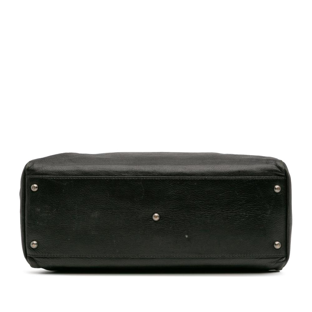 Fendi B Fendi Black Goatskin Leather Large Peekaboo Iconic Satchel Italy