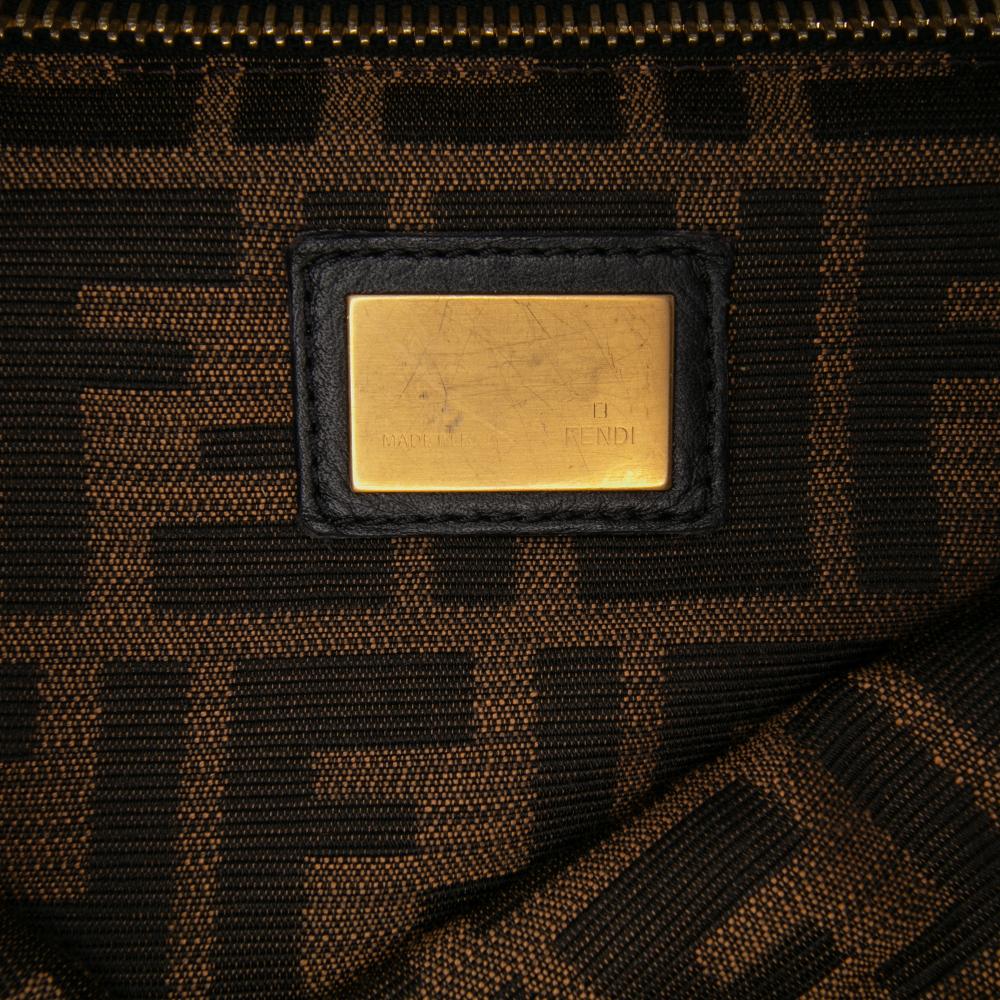 Fendi B Fendi Black Goatskin Leather Large Peekaboo Iconic Satchel Italy