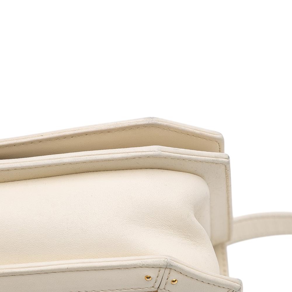 Chanel B Chanel White Ivory Calf Leather Medium Quilted skin Octagon CC Clasp Flap Italy