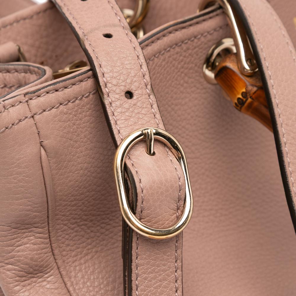 Gucci B Gucci Pink Calf Leather Medium skin Bamboo Shopper Satchel Italy