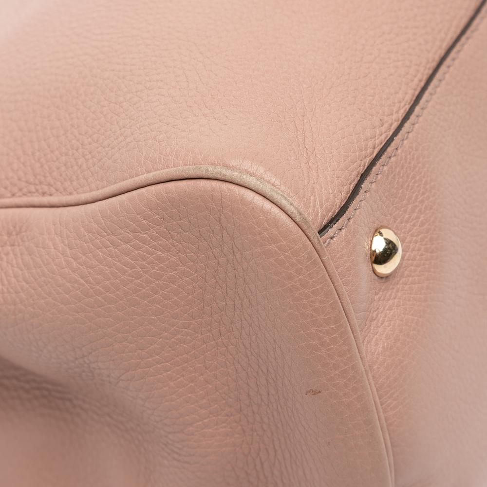 Gucci B Gucci Pink Calf Leather Medium skin Bamboo Shopper Satchel Italy